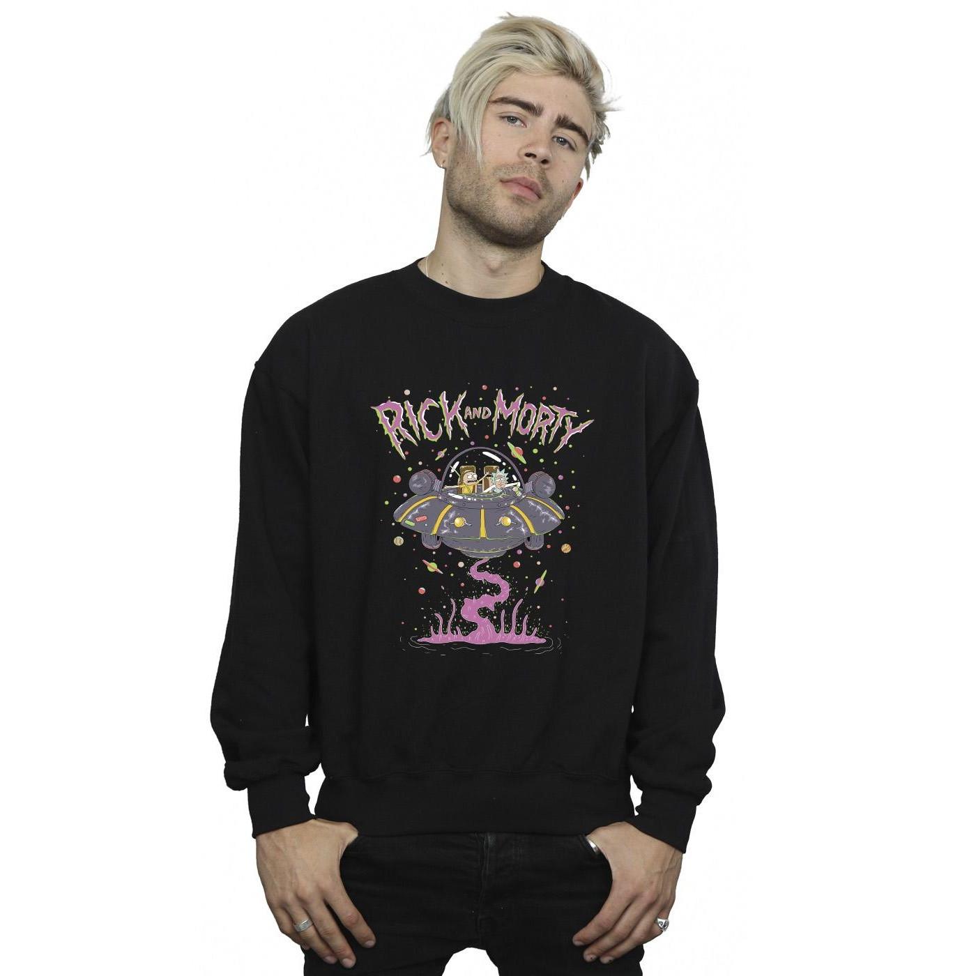 Pink Spaceship Sweatshirt Herren Schwarz XL von Rick And Morty