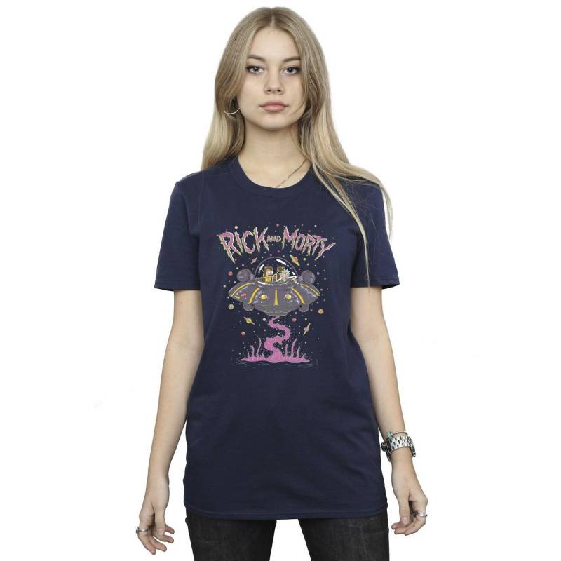 Pink Spaceship Tshirt Damen Marine 3XL von Rick And Morty