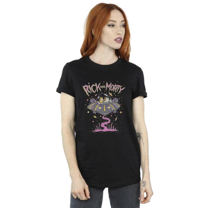 Pink Spaceship Tshirt Damen Schwarz L von Rick And Morty