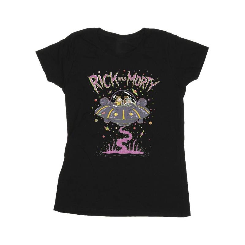 Pink Spaceship Tshirt Damen Schwarz M von Rick And Morty