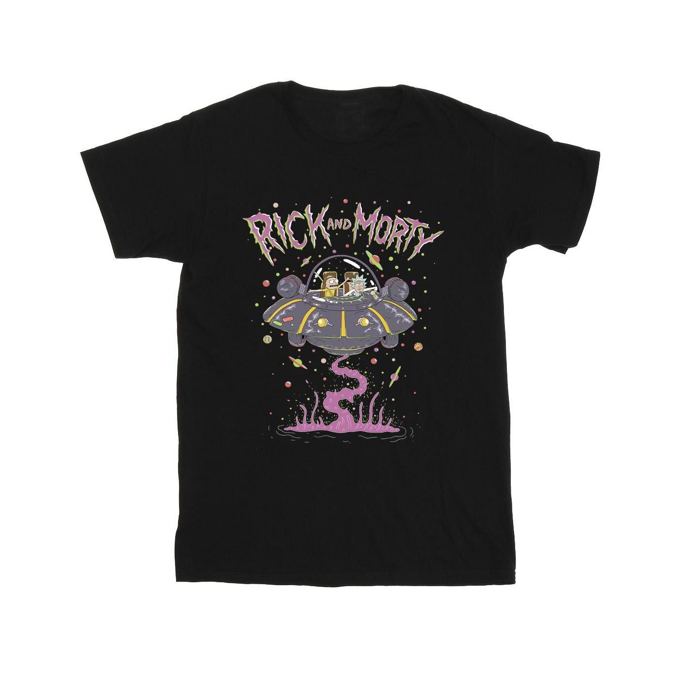 Pink Spaceship Tshirt Herren Schwarz 4XL von Rick And Morty