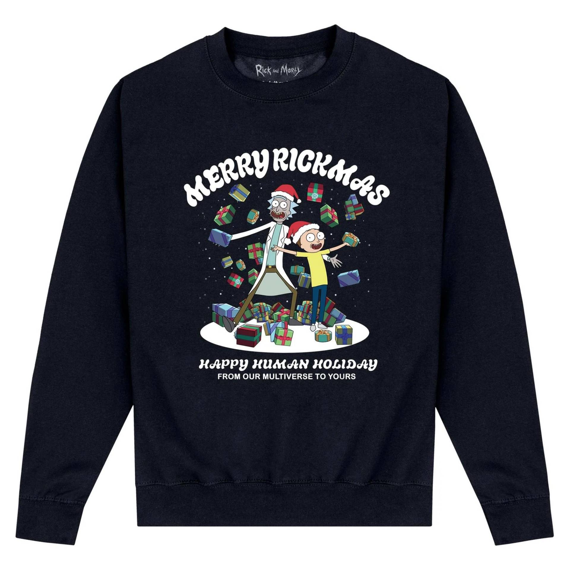 Sweatshirt Weihnachtliches Design Herren Schwarz 5XL von Rick And Morty