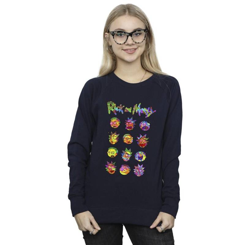 Tie Dye Faces Sweatshirt Damen Marine L von Rick And Morty