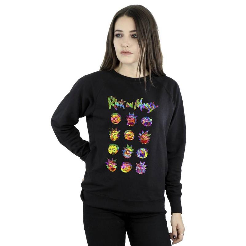 Tie Dye Faces Sweatshirt Damen Schwarz L von Rick And Morty