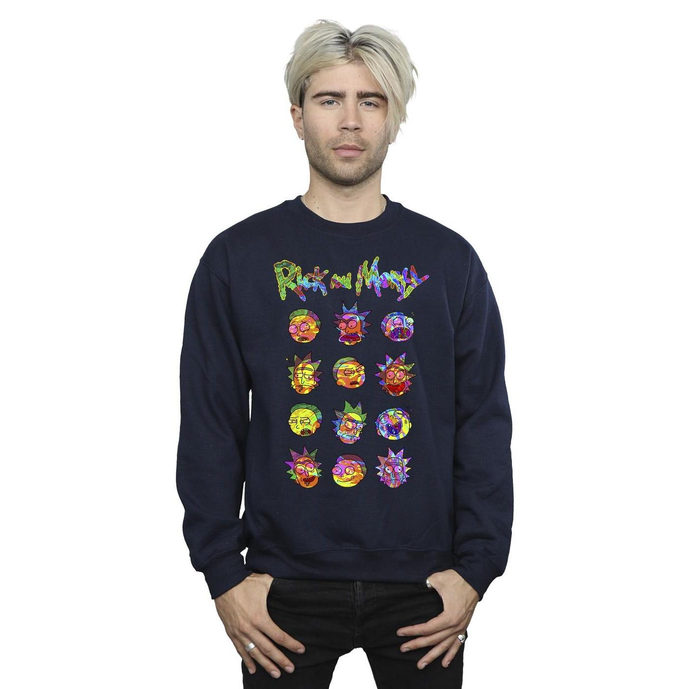 Tie Dye Faces Sweatshirt Herren Marine 3XL von Rick And Morty