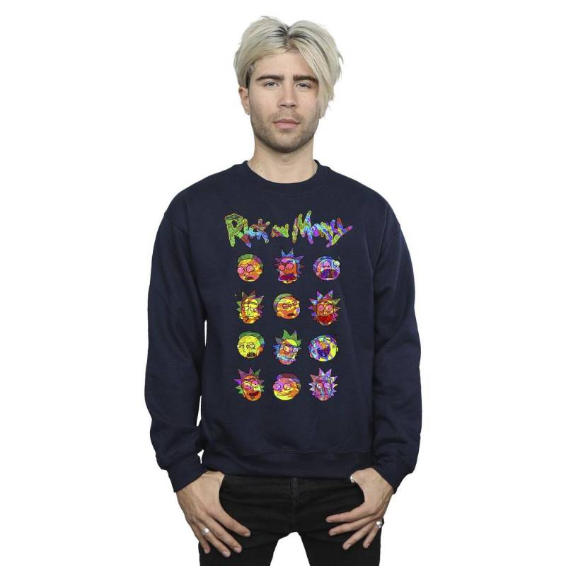 Tie Dye Faces Sweatshirt Herren Marine M von Rick And Morty