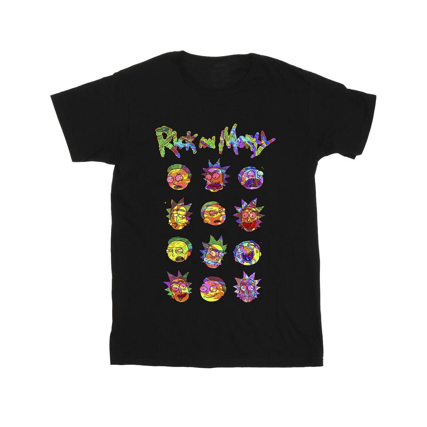 Tie Dye Faces Tshirt Herren Schwarz L von Rick And Morty