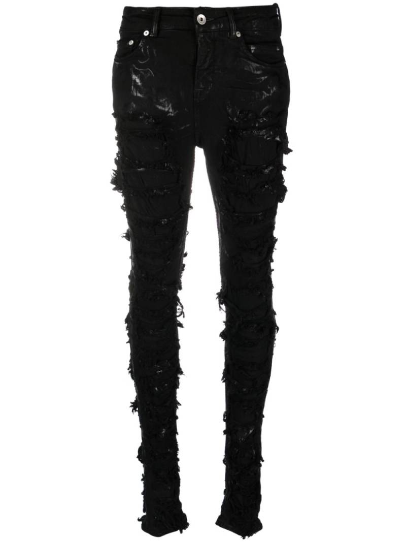 Rick Owens DRKSHDW Detroit high-rise ripped skinny jeans - Black von Rick Owens DRKSHDW