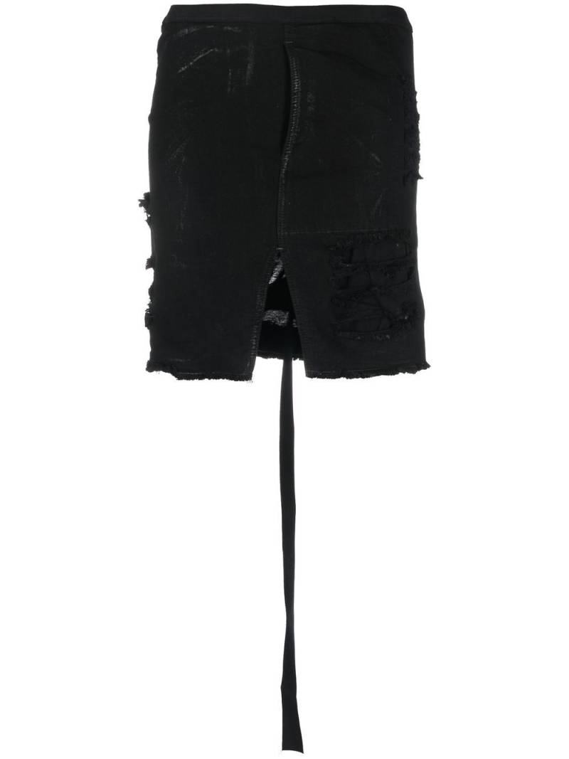 Rick Owens DRKSHDW distressed denim mini skirt - Black von Rick Owens DRKSHDW