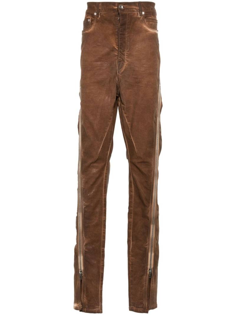 Rick Owens DRKSHDW zip-detailed tapered jeans - Brown von Rick Owens DRKSHDW