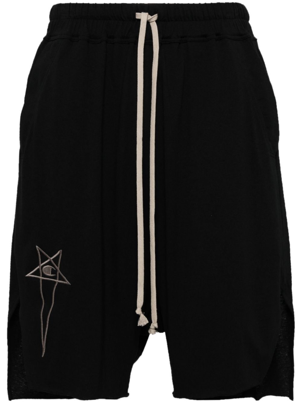 Rick Owens X Champion embroidered logo drawstring shorts - Black von Rick Owens X Champion