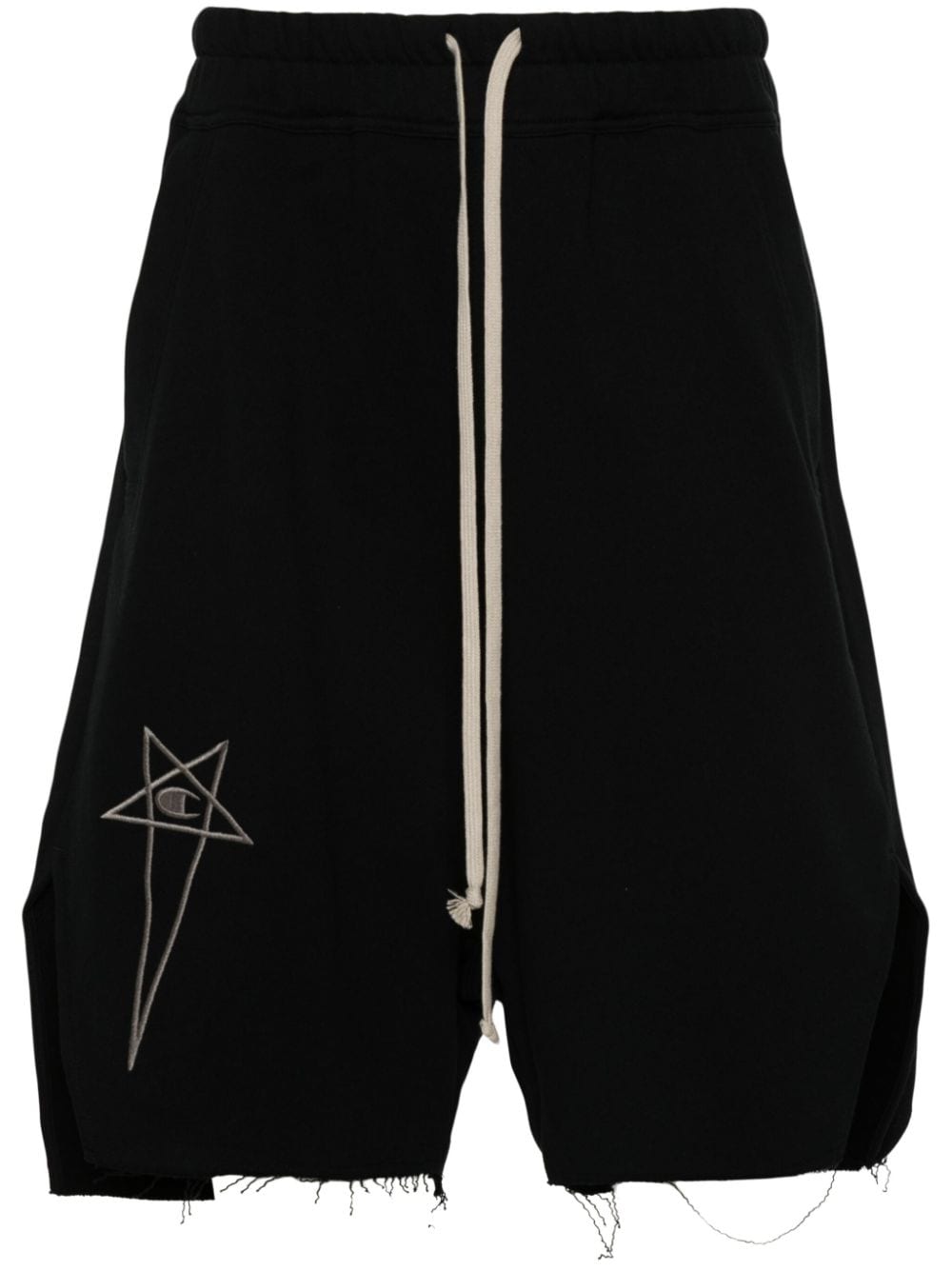 Rick Owens X Champion logo-embroidered cotton rack shorts - Black von Rick Owens X Champion