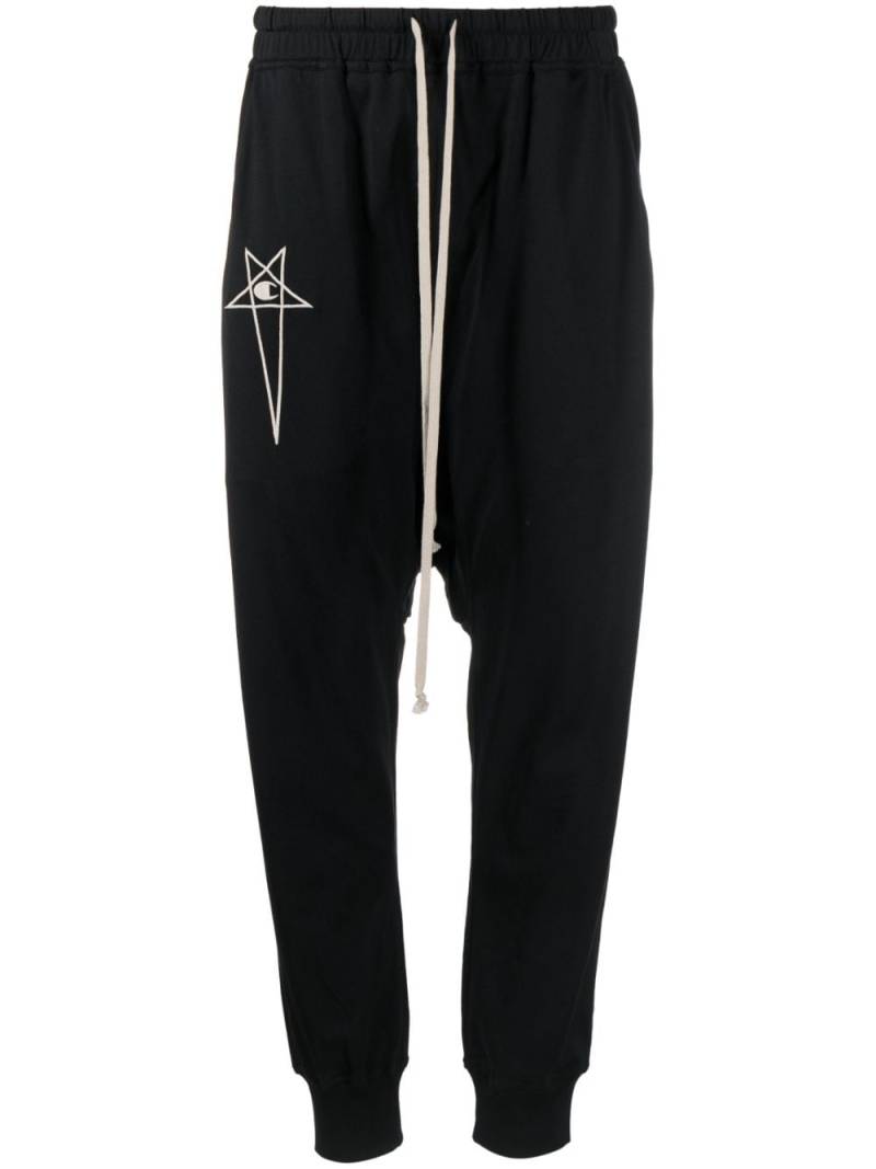 Rick Owens X Champion logo-embroidered drop-crotch trousers - Black von Rick Owens X Champion