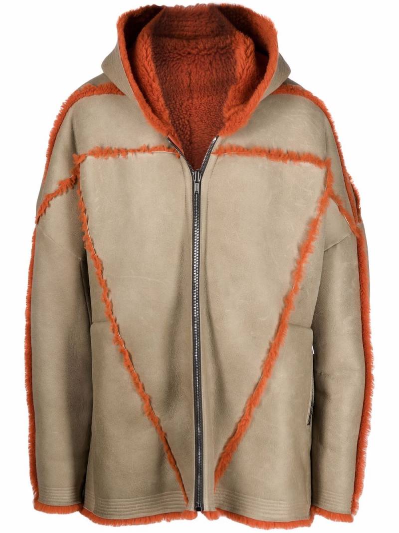 Rick Owens Jumbo Peter shearling hooded jacket - Neutrals von Rick Owens