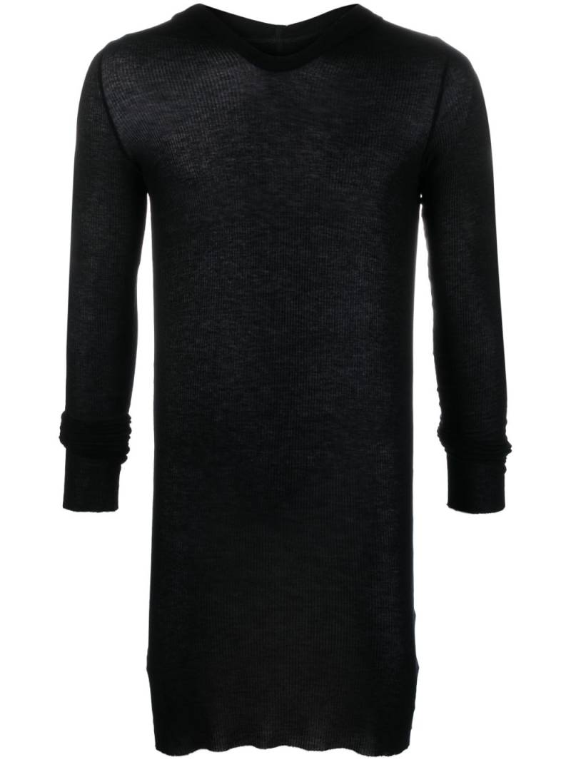 Rick Owens LS fine-knit hooded jumper - Black von Rick Owens