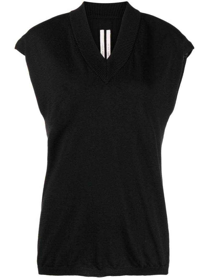 Rick Owens V-neck wool top - Black von Rick Owens