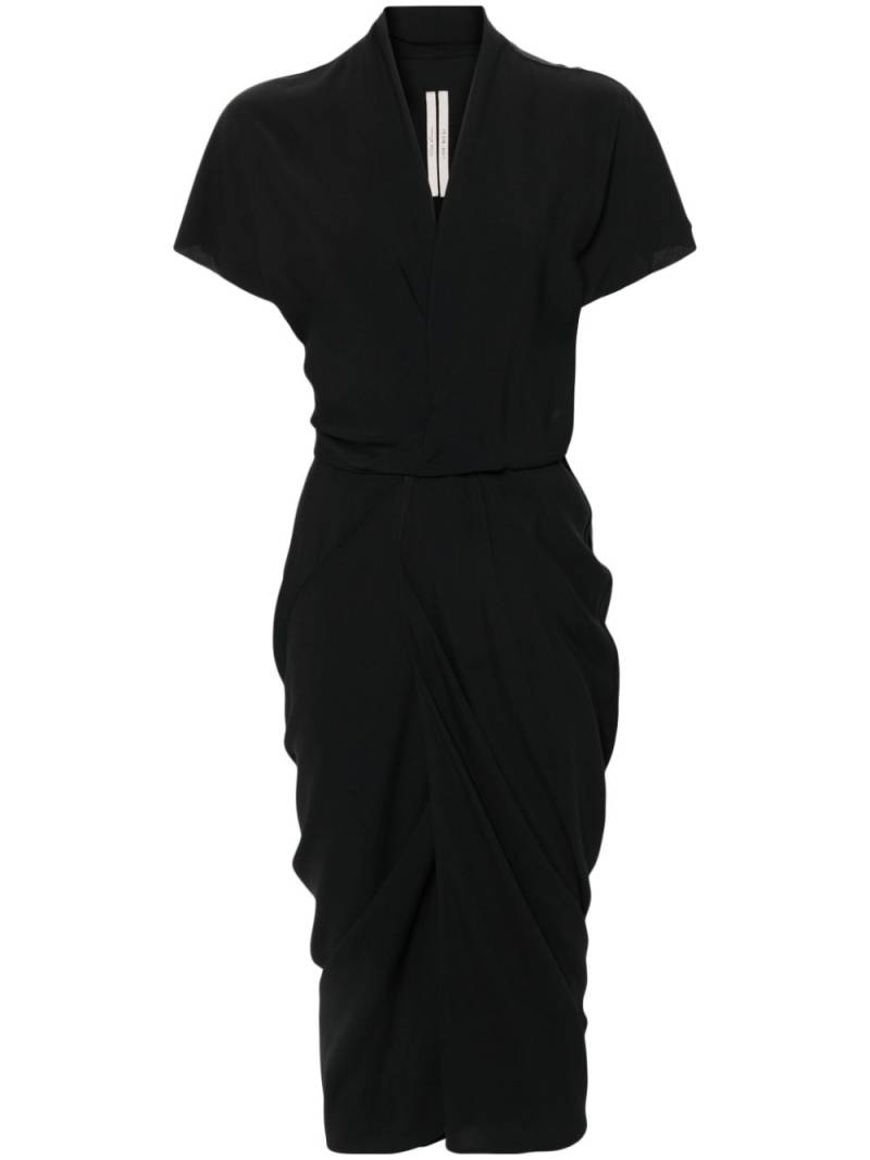 Rick Owens V-neck wrap midi dress - Black von Rick Owens