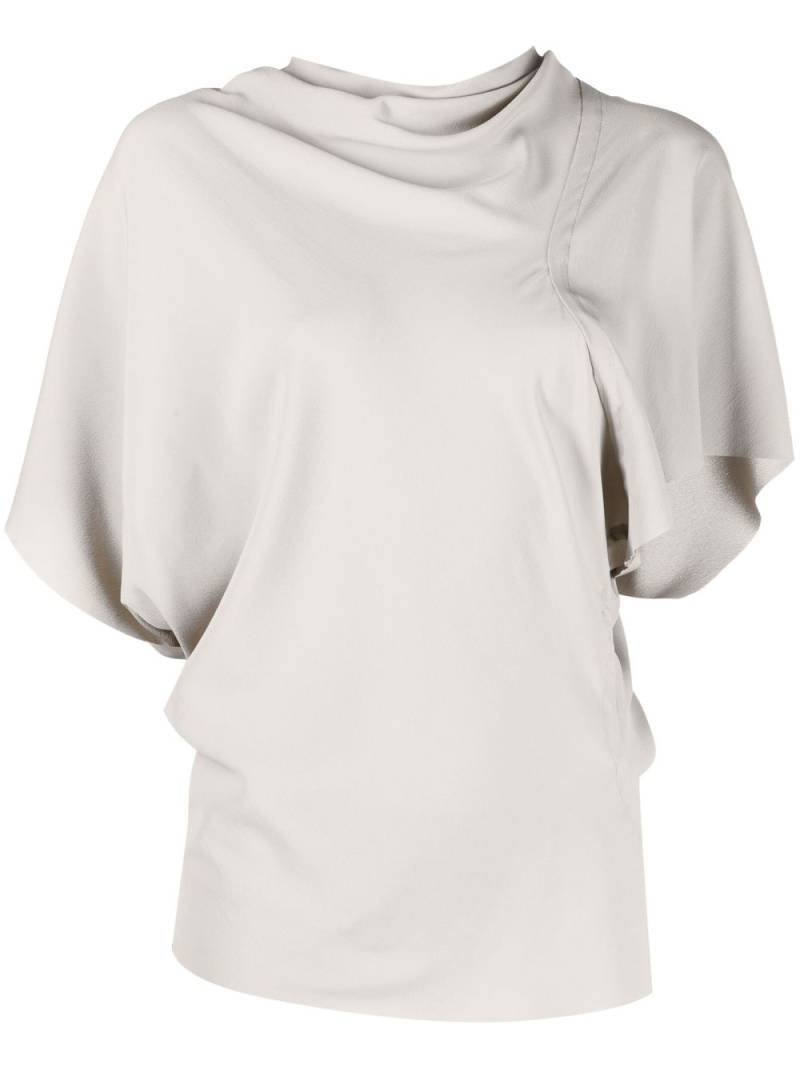 Rick Owens asymmetric draped short-sleeve blouse - Grey von Rick Owens