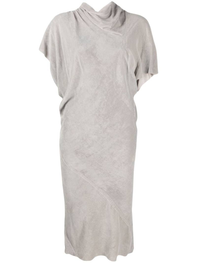 Rick Owens asymmetric draped velvet midi dress - Neutrals von Rick Owens