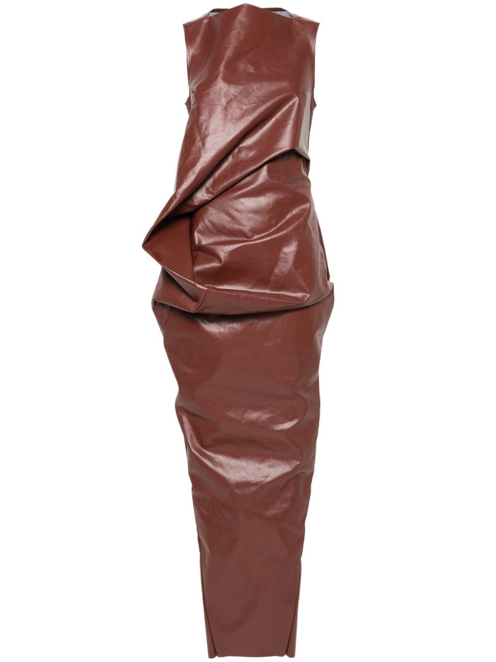 Rick Owens coated crumpled maxi dress - Brown von Rick Owens