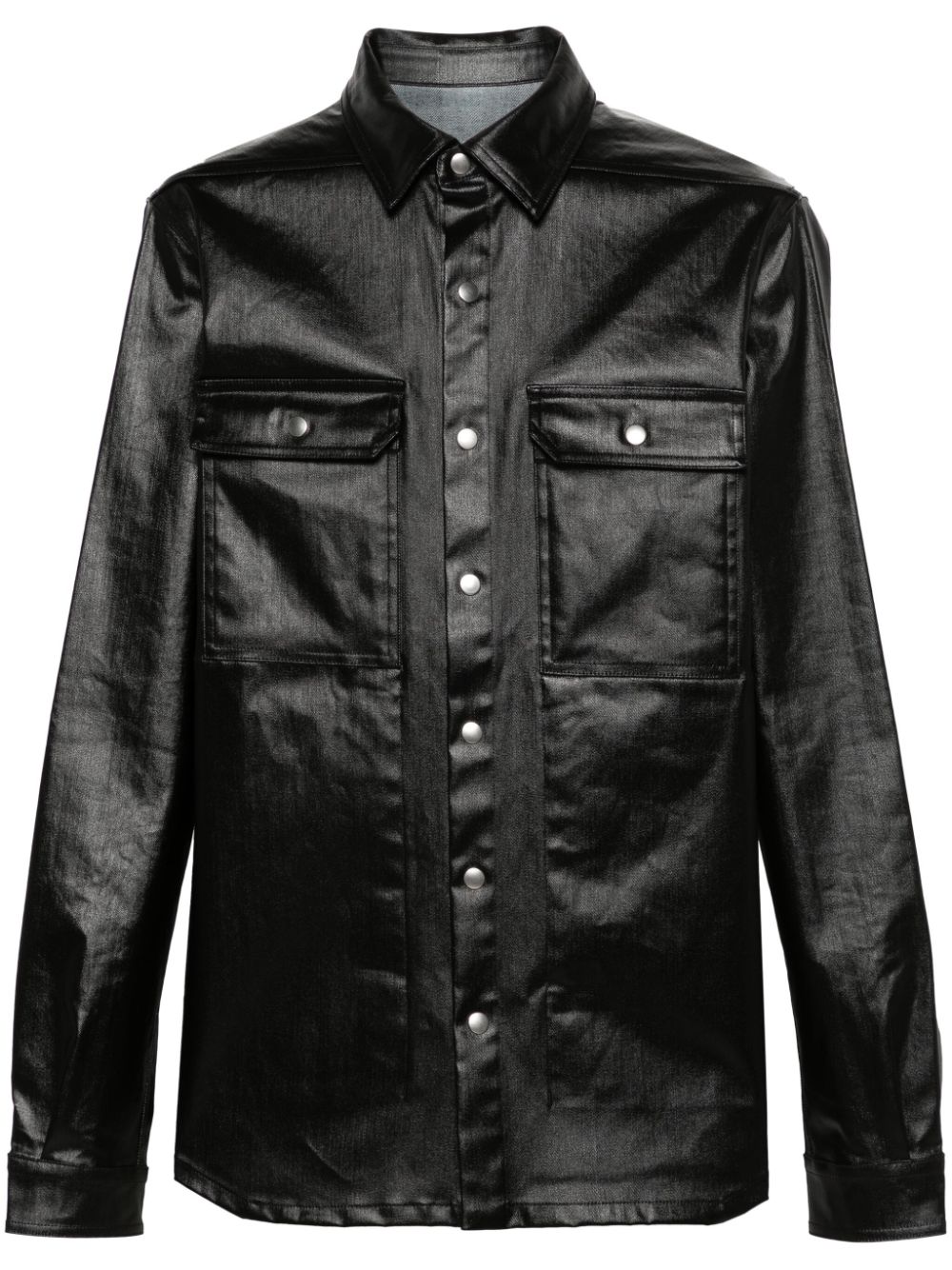 Rick Owens coated denim shirt jacket - Black von Rick Owens
