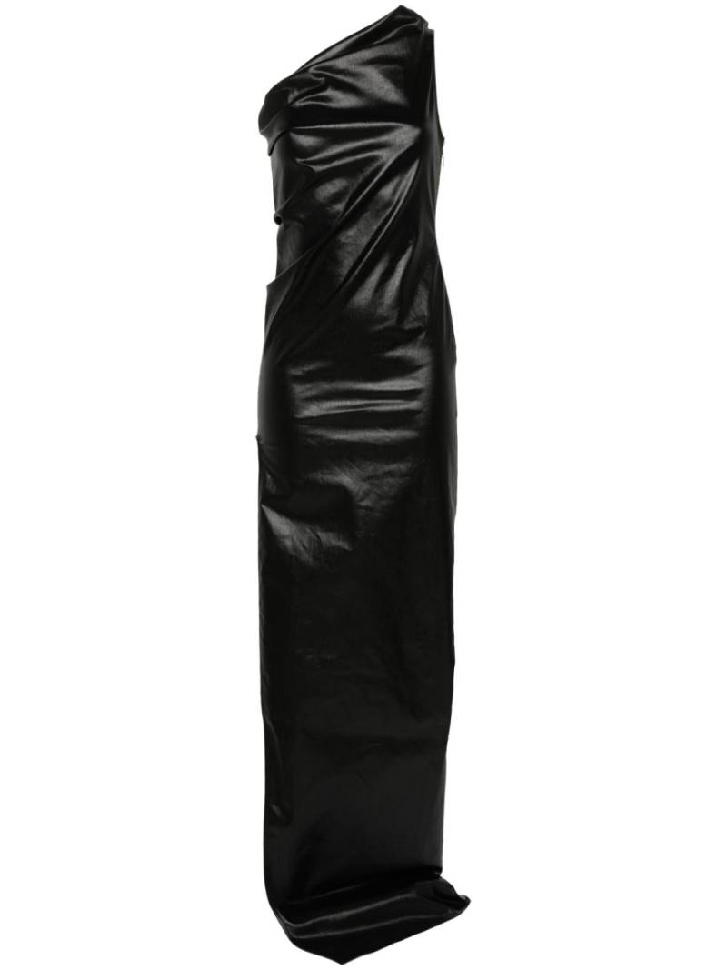 Rick Owens coated one-shoulder maxi dress - Black von Rick Owens