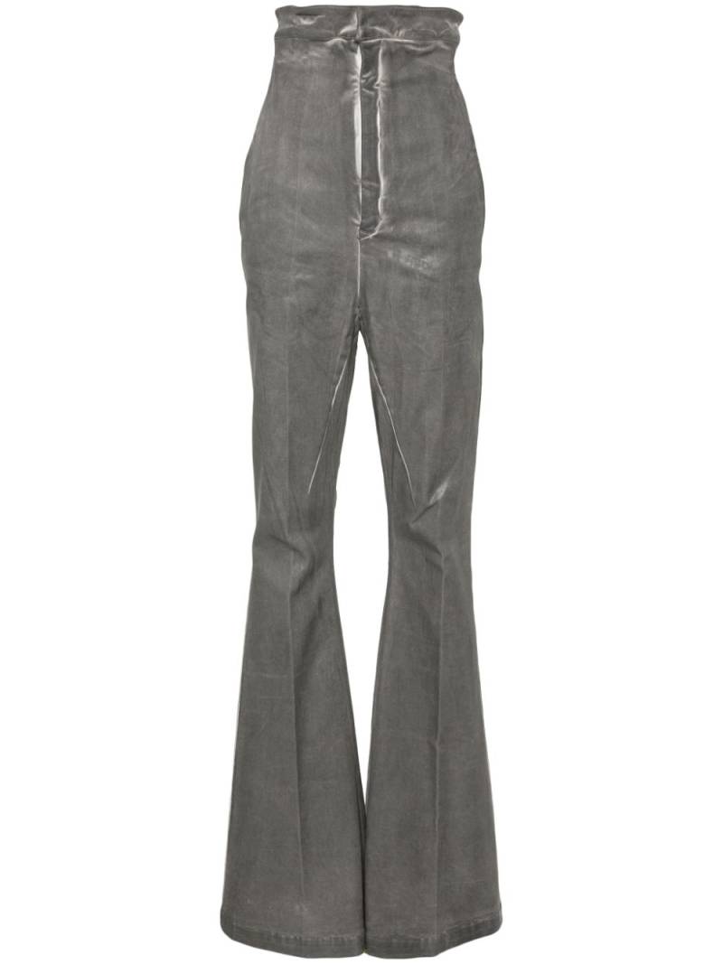 Rick Owens coated pressed-crease flared trousers - Grey von Rick Owens