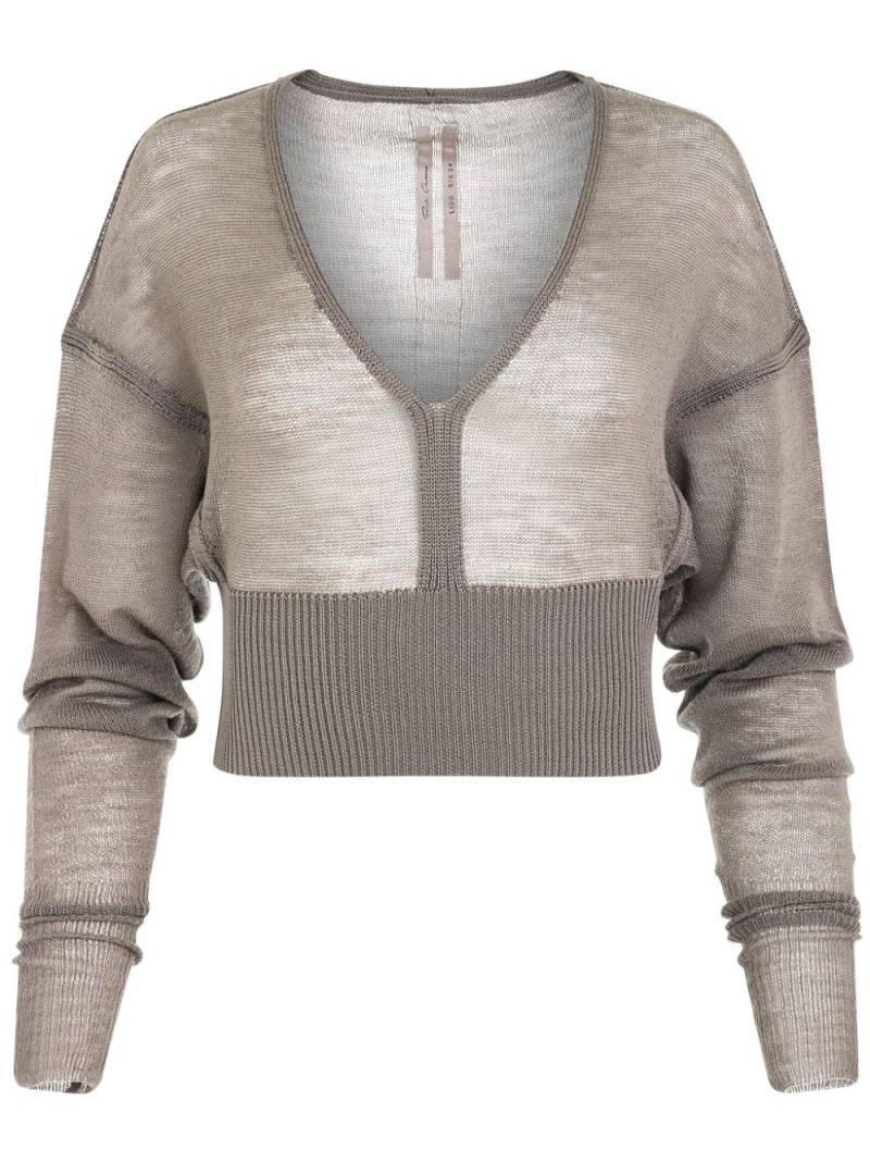 Rick Owens cropped virgin wool jumper - Grey von Rick Owens