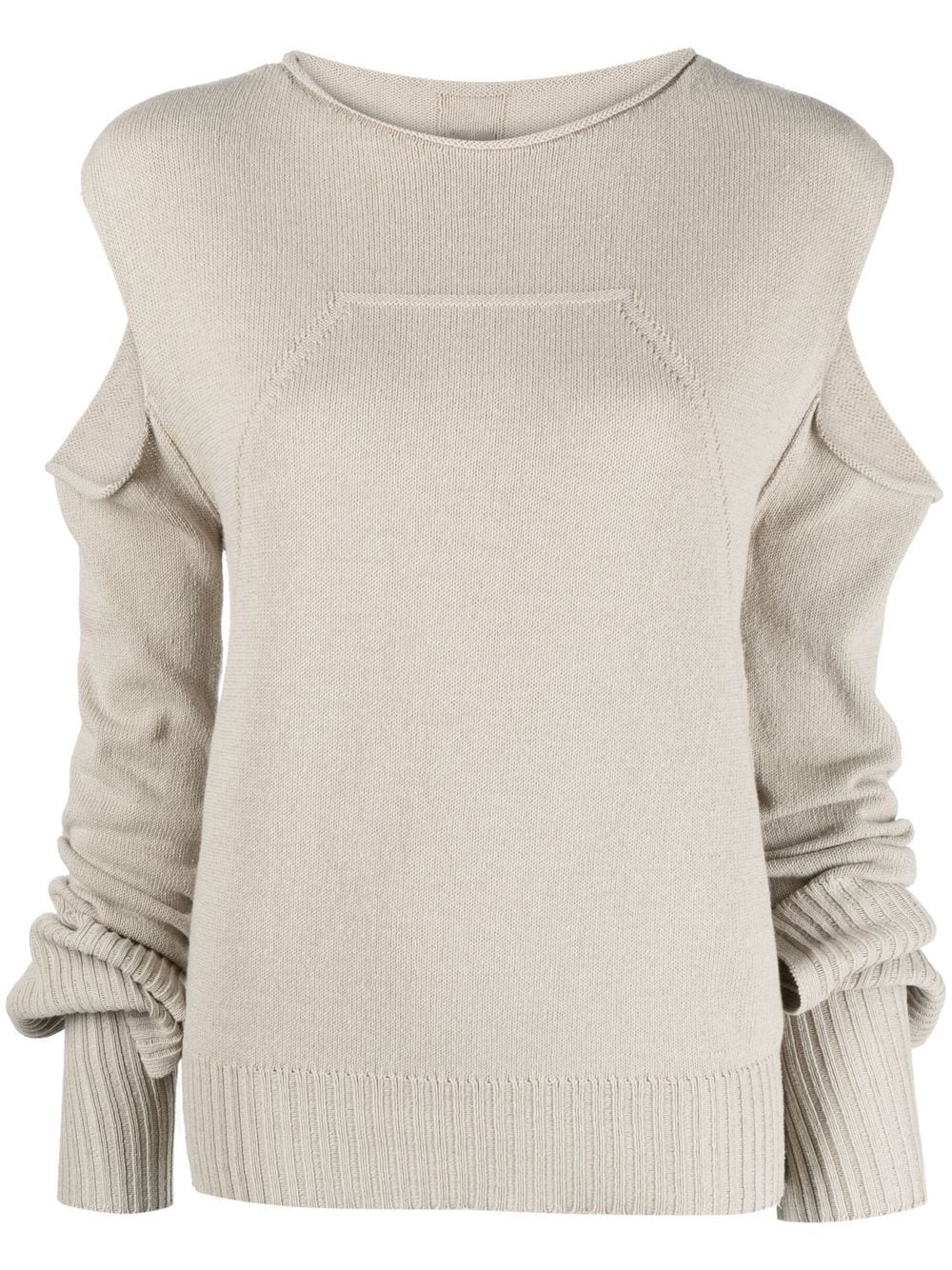 Rick Owens cut-out organic cotton jumper - Neutrals von Rick Owens