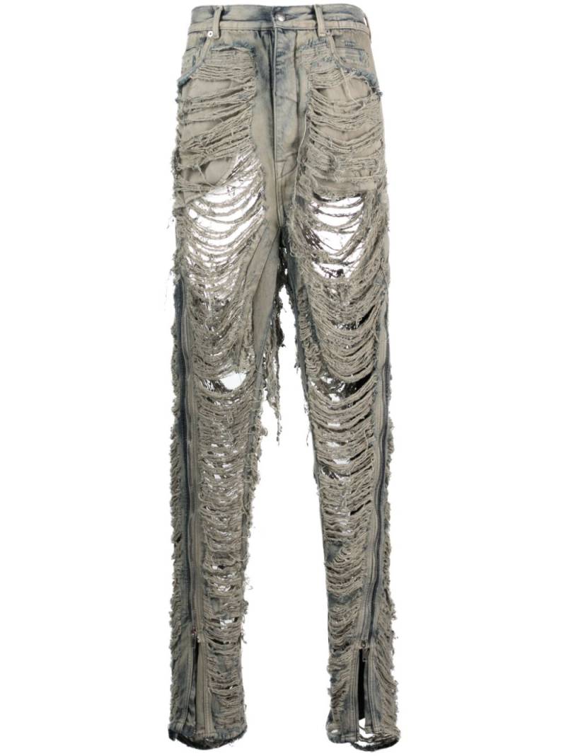 Rick Owens distressed-finish slim-cut jeans - Neutrals von Rick Owens