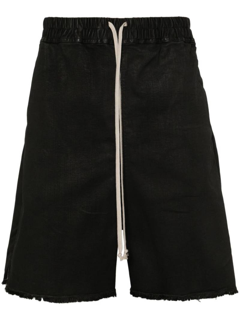 Rick Owens drop-crotch waxed-denim shorts - Black von Rick Owens