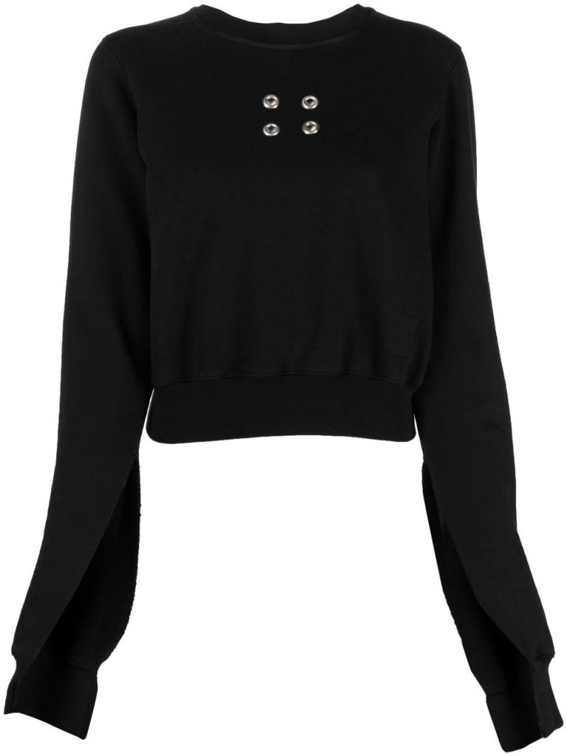 Rick Owens DRKSHDW eyelet-embellished cropped sweatshirt - Black von Rick Owens DRKSHDW