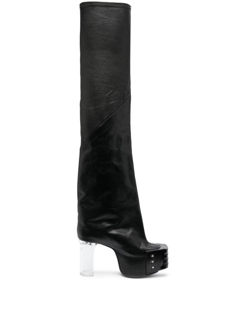 Rick Owens flared platform leather boots - Black von Rick Owens