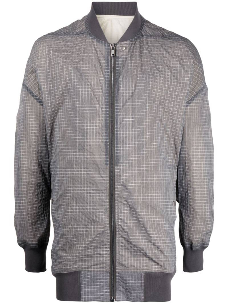 Rick Owens grid-patterned zipped bomber jacket - Grey von Rick Owens