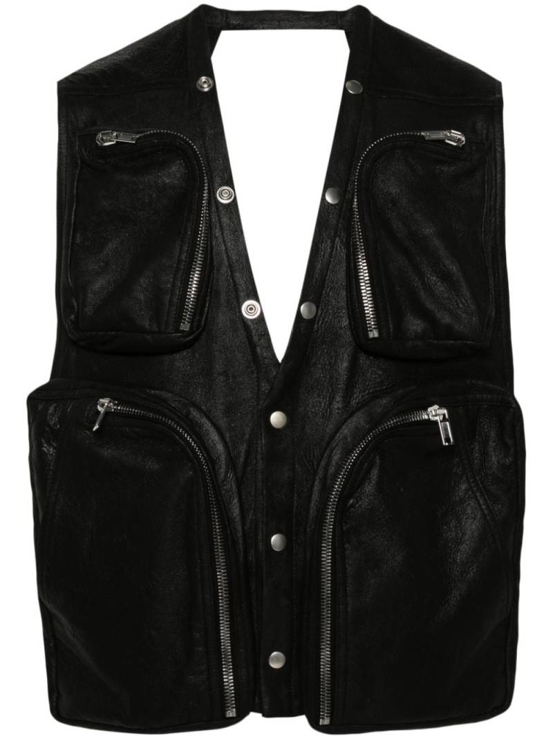 Rick Owens leather V-neck gilet - Black von Rick Owens