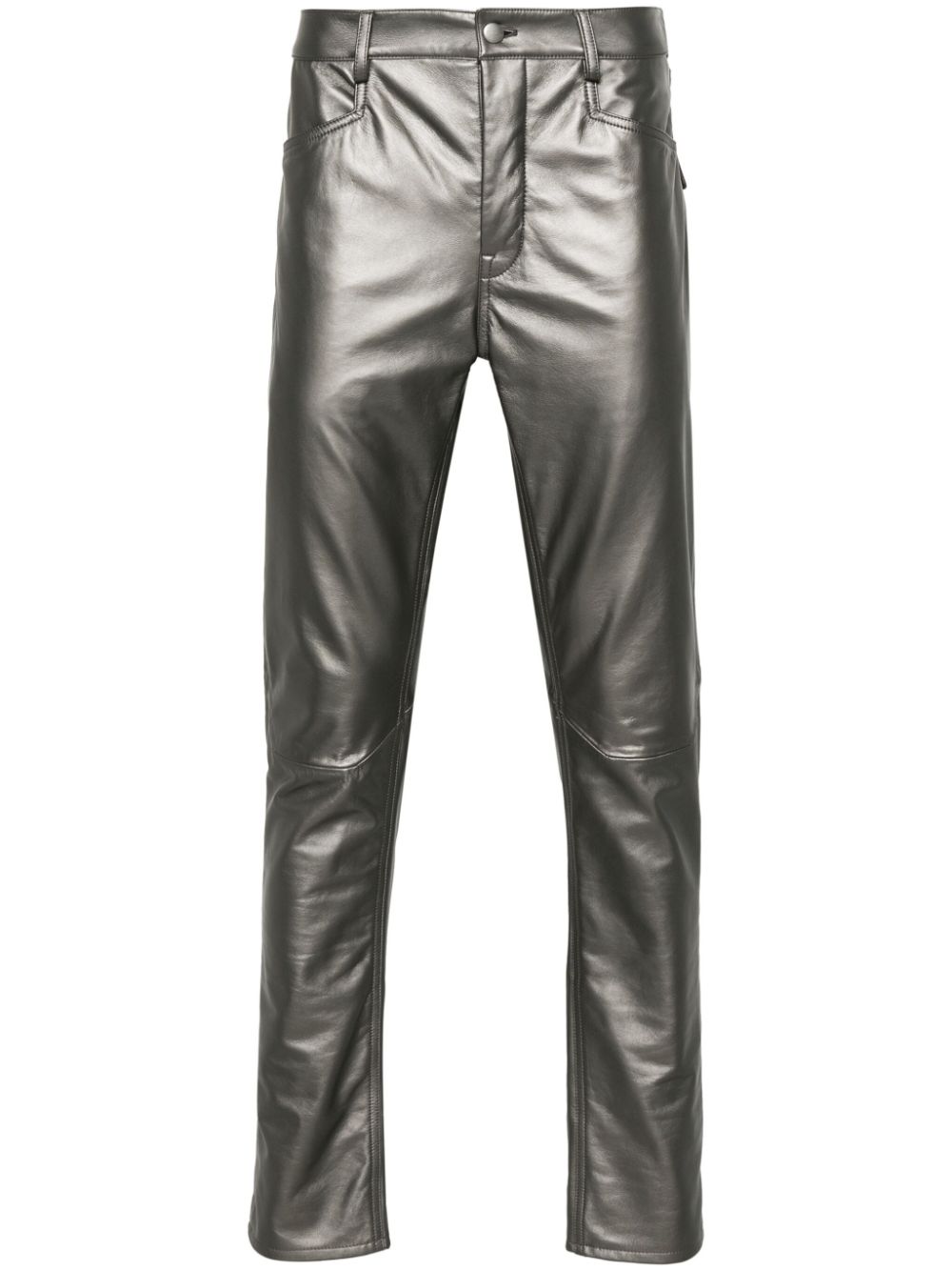 Rick Owens leather tapered trousers - Silver von Rick Owens