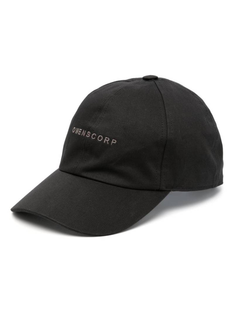 Rick Owens logo-embroidered cotton baseball cap - Black von Rick Owens