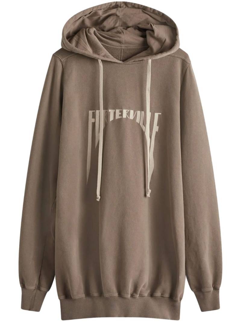 Rick Owens logo-embroidered hoodie - Brown von Rick Owens