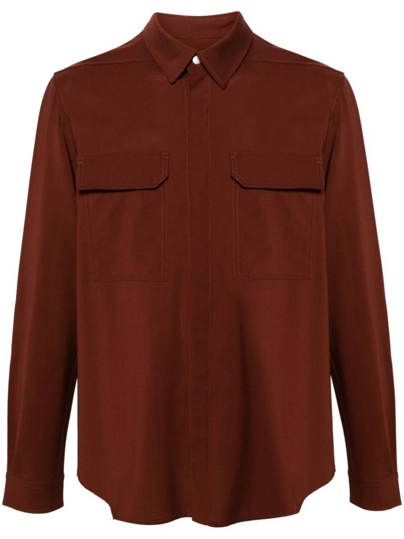 Rick Owens long-sleeve virgin-wool shirt - Brown von Rick Owens