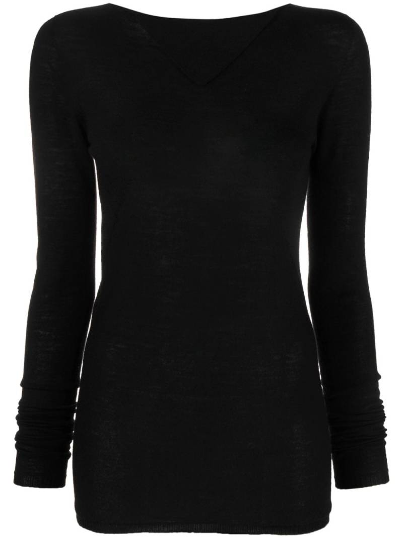 Rick Owens long-sleeved virgin wool top - Black von Rick Owens