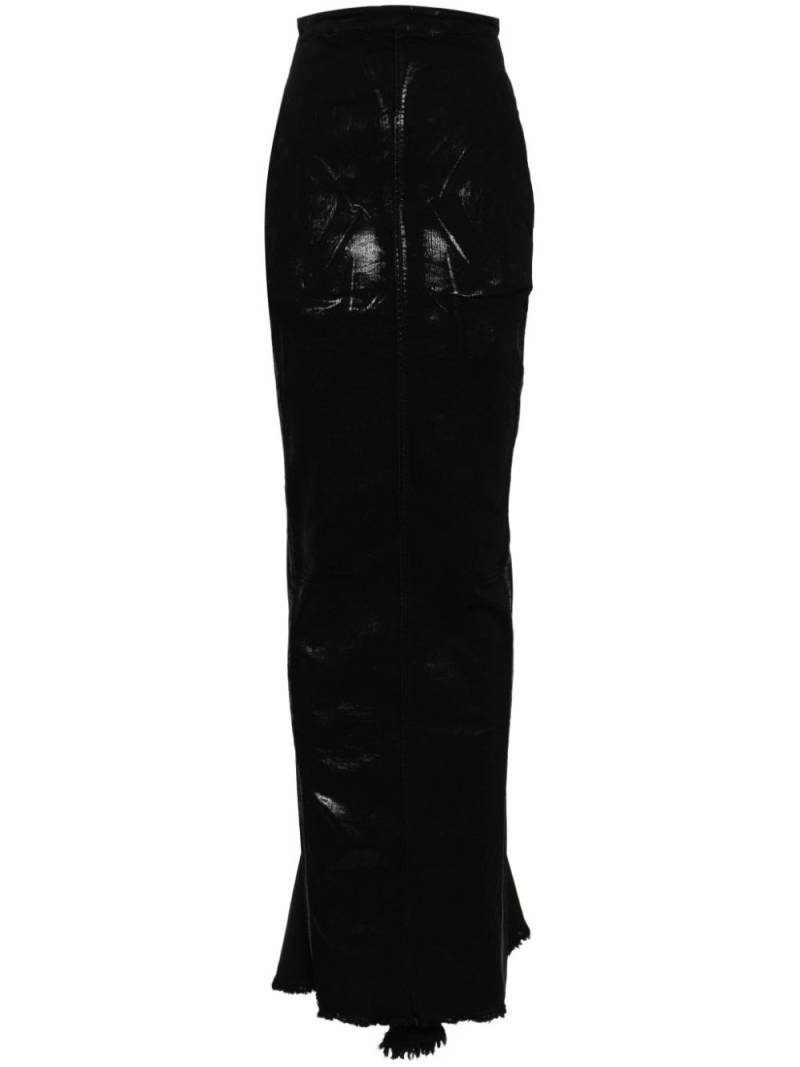 Rick Owens metallic finish maxi denim skirt - Black von Rick Owens