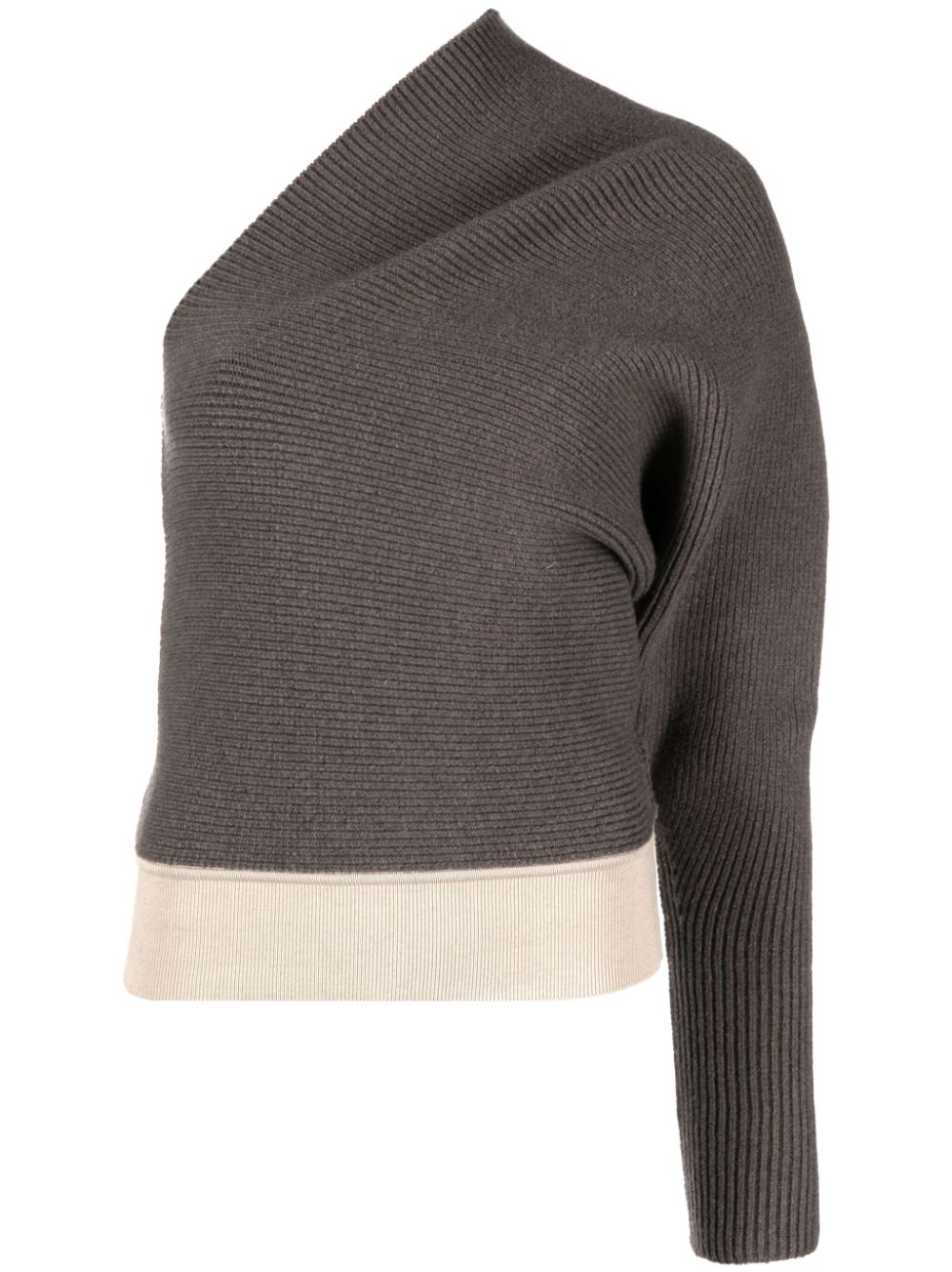 Rick Owens one-shoulder ribbed-knit jumper - Brown von Rick Owens