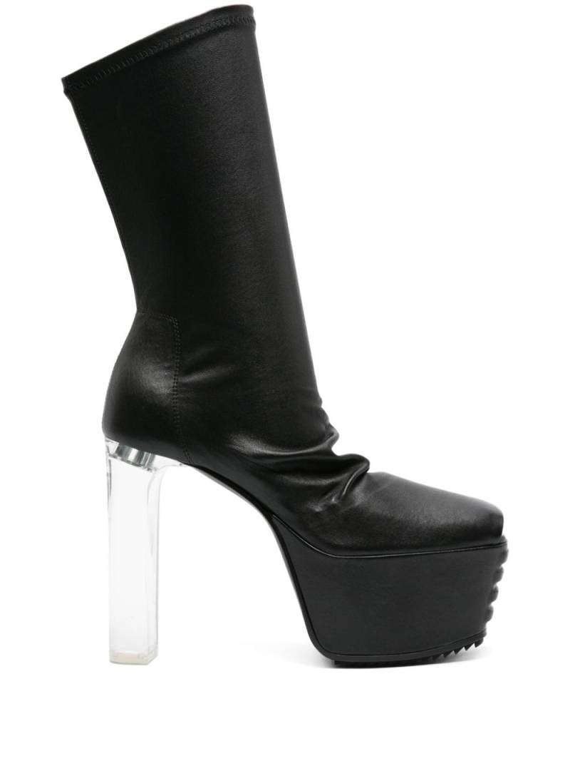 Rick Owens peep-toe leather mid-calf boots - Black von Rick Owens