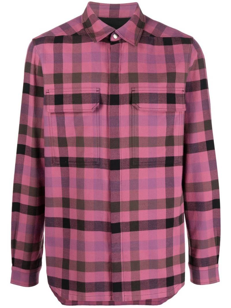 Rick Owens plaid-check long-sleeved shirt - Pink von Rick Owens