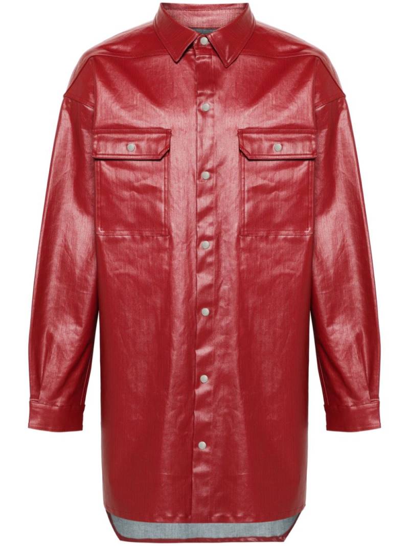 Rick Owens press-stud coated shirt jacket - Red von Rick Owens