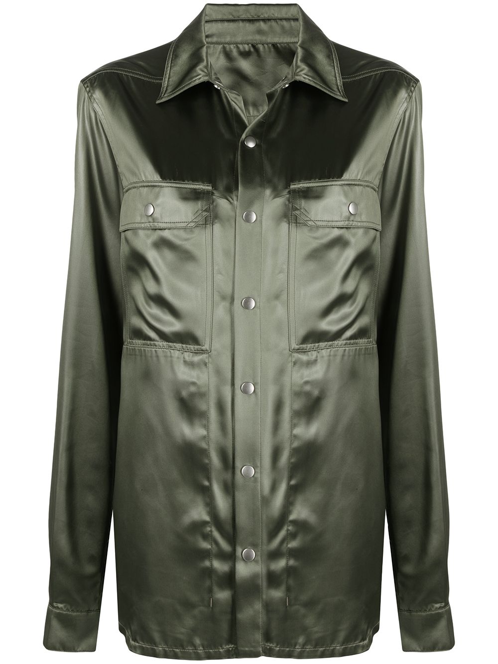 Rick Owens satin classic-collar shirt jacket - Green von Rick Owens