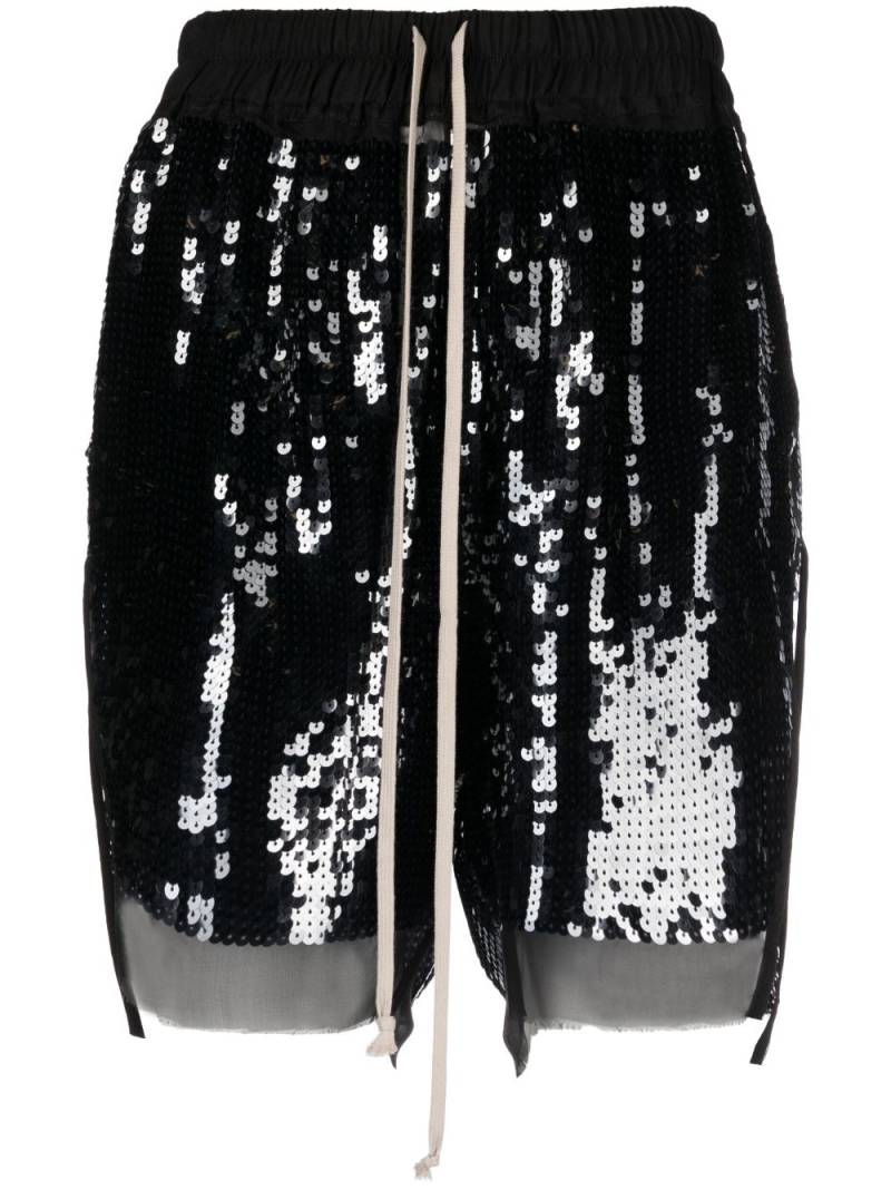 Rick Owens sequin-embellished track shorts - Black von Rick Owens