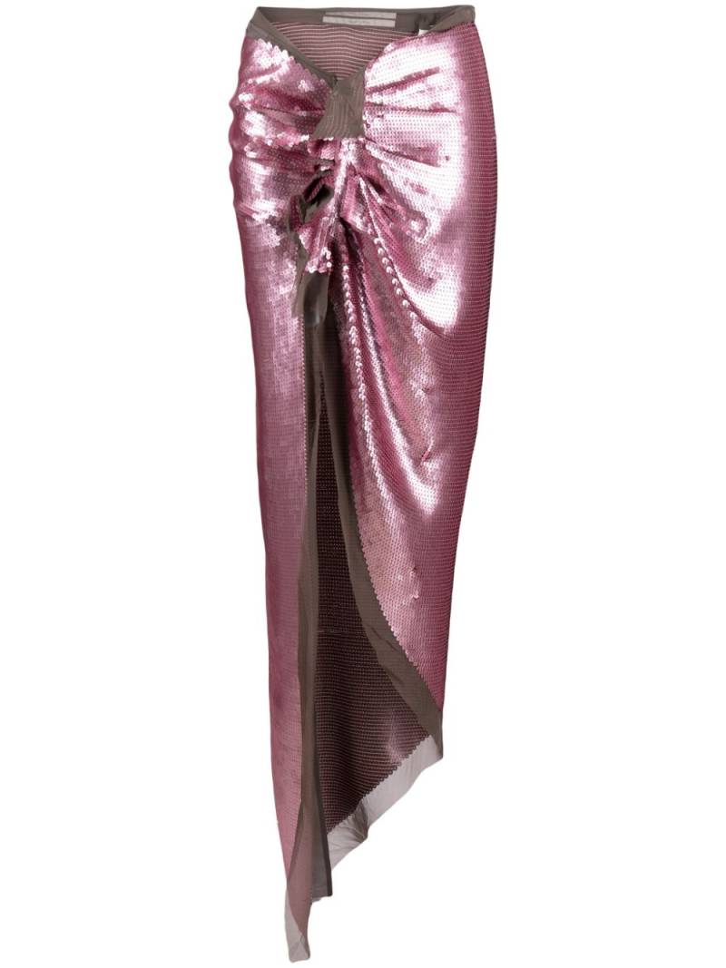 Rick Owens sequinned asymmetric maxi skirt - Pink von Rick Owens