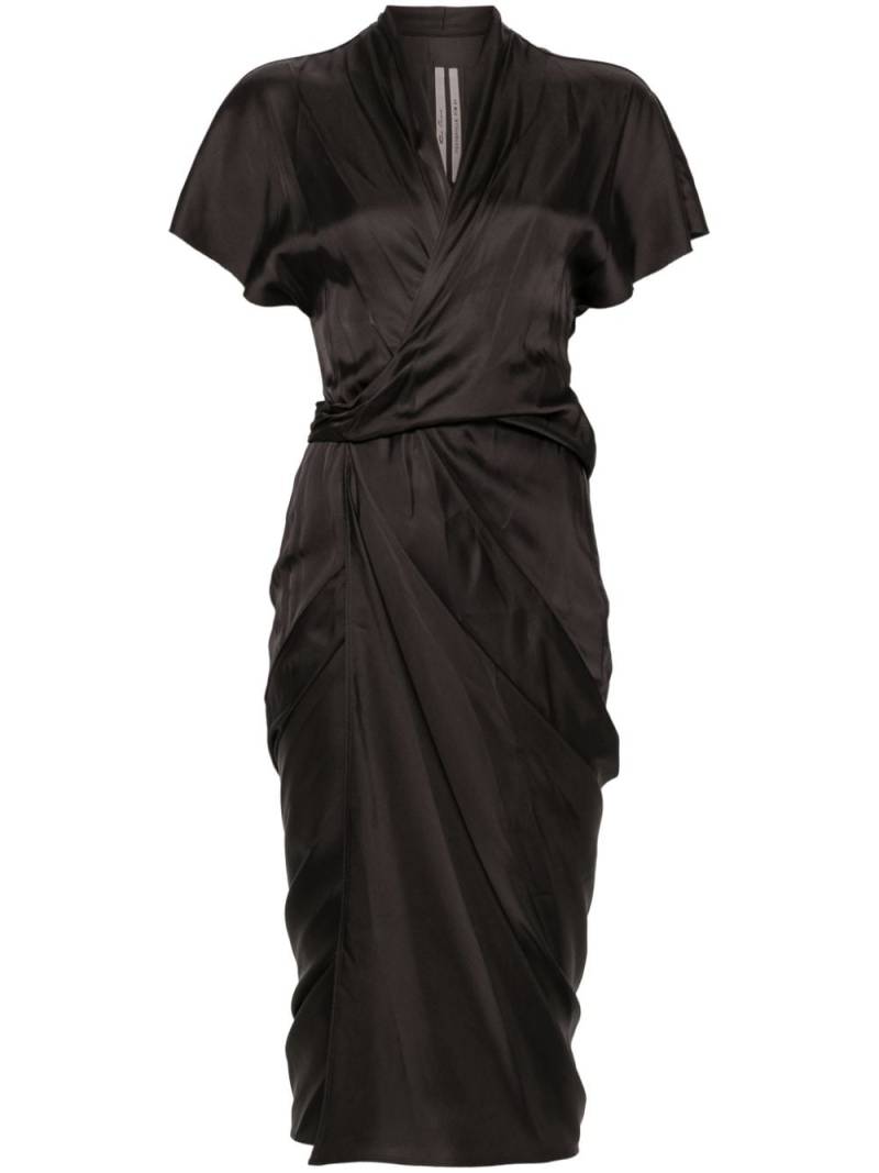 Rick Owens tie-fastening satin wrap dress - Grey von Rick Owens