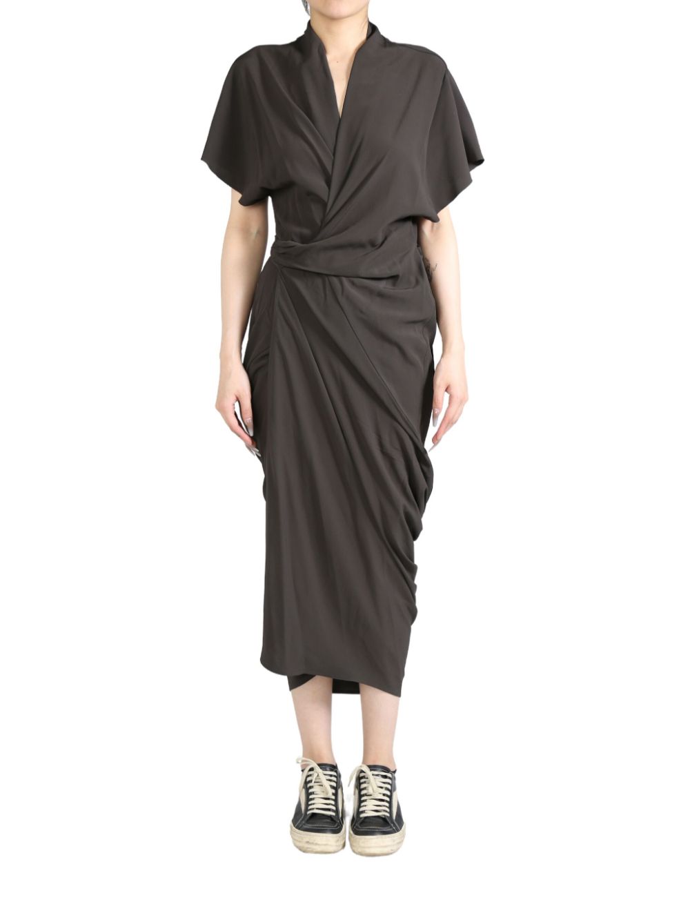 Rick Owens wrap midi dress - Brown von Rick Owens